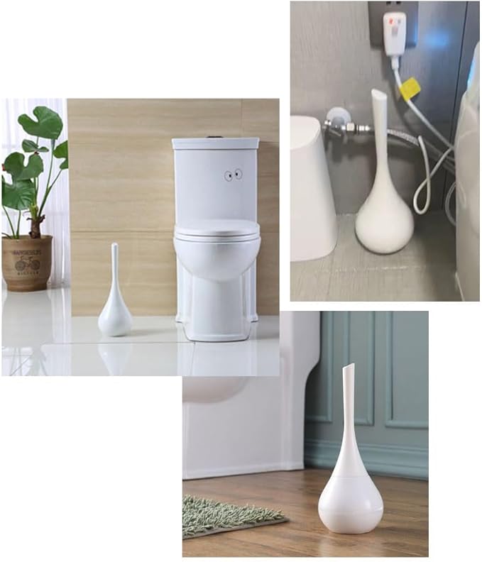 White Toilet Brush and Holder Set,Modern Bathroom Decor Closed Toilet Bowl Brush Household Cleaning Brush for Bathtub