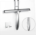 Shower Squeegee for Glass Doors,12-Inch Shower Glass Squeegee, Sliver Shower Squeegee for Shower Doors,Mirror,Windows, with Shower Door Hook and Adhesive Hook