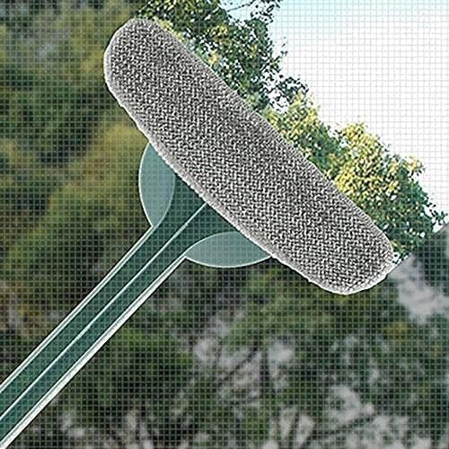 Mesh Screen Cleaner - 2 in 1 Window Cleaner Brush, Glass Cleaning Scraper, Dual Purpose, Extendable (Blue)