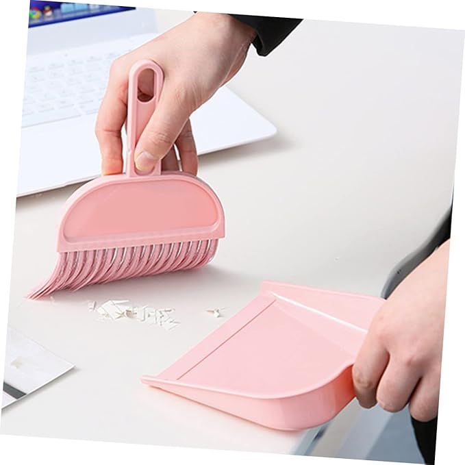 minkissy Mini Broom and Dustpan Set Portable Small Cleaning Tools for Pet Cages Desktop Keyboards and Narrow Spaces 8.07X5.70X1.18In