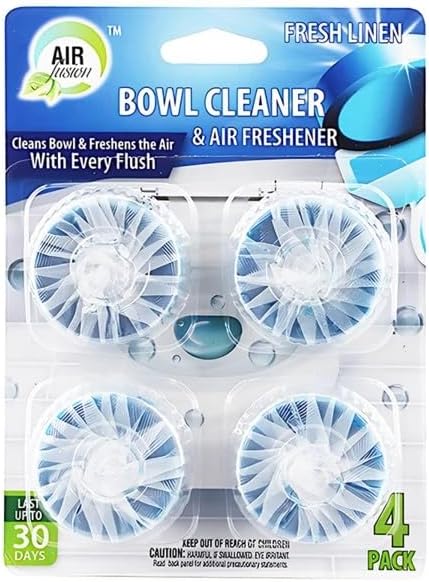 Toilet Bowl Cleaner Tablets 4 Pack Fresh Linen Scent, Slow Releasing Toilet Tank Cleaners for Deodorizing, Descaling & Continuous Bathroom Freshness