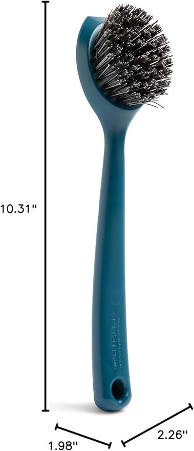 Full Circle Clean Ocean, Heavy Duty Dish Brush, Tough Bristles and Built-in Scraper, Perfect for Cast Iron, Sustainably Made 100% From Recycled Ghost Fishing Nets