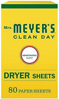 MRS. MEYER'S CLEAN DAY Dryer Sheets, Fabric Softener, Reduces Static, Infused with Essential Oils, Honeysuckle, 80 Count