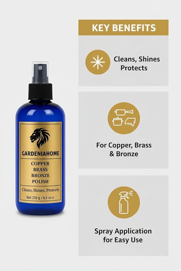 Copper Brass Bronze Chrome Aluminum Metal Polish Paste - Restores Shine - Decorative Surface Care - Fixtures Hardware Accessories - 8.8 oz