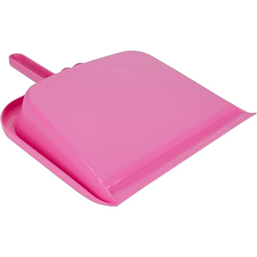 SPARTA Large Handheld Dustpan with Hanging Hole, Heavy-Duty Plastic Dustpan with Wide Lip for Countertops and Surfaces, Plastic, 10 Inches, Pink, (Pack of 12)