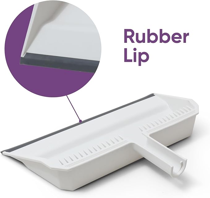 Superio 3-Pack Wide Plastic Dustpan with Comb - 16" Wide, Rubber Lip, Broom Handle Clip, White