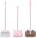 nacena Mini Broom with Dustpan & Mop for Kids, 28-in Handle Kids Brooms and Dustpan Set for Toddlers Cat-Shaped Children Broom and Cleaning Set Boys Girls Small Housekeeping Helper Sets, Pink