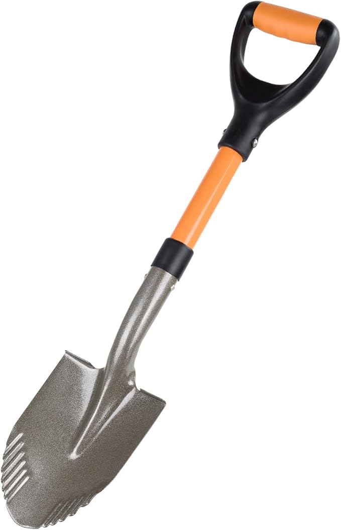 28 inches，Small Shovel Garden Shovel for Digging with Trenching Blade and D-Handle,Short Handled Round Shovel Survival Shovel for Car， Perfect for Digging Soil, Dirt, and Gravel.