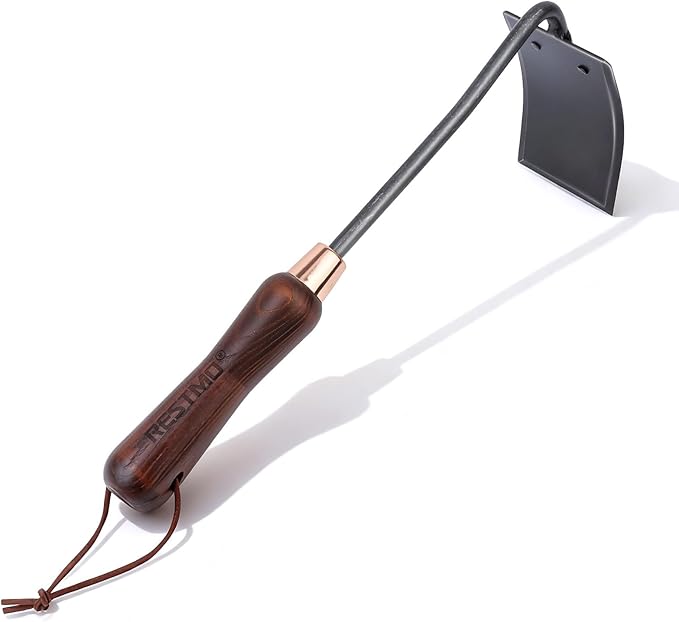 RESTMO Heavy Duty Hoe Garden Tool, Suitable for use on Hard Soil, Thickened Garden Hoe for Weeding, Loosening Soil, Ideal for Flower beds, Vegetable Gardens