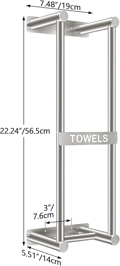 Towel Racks for Bathroom, STWWO Towel Storage for Small Bathroom 22inch, Stainless Steel Towel Rack Wall Mounted for Bath Towel, Brushed Nickel