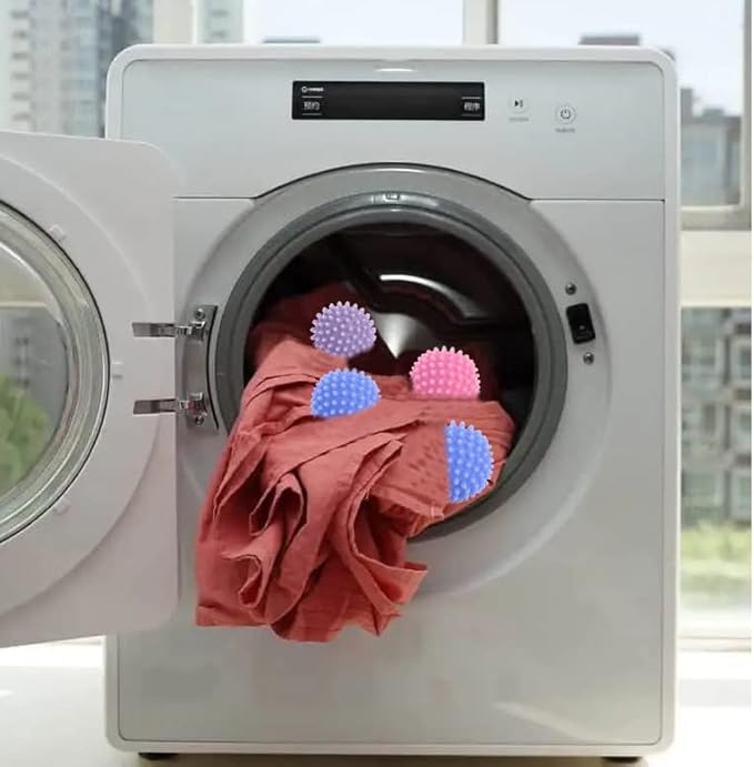 Dryer Balls Laundry Reusable Dryer Balls Anti Static Dryer Drying Balls for Laundry Clothes Fabrics Reduce Wrinkles 2.5 in (Set of 6) (Royal Blue, Light Pink, Purple)