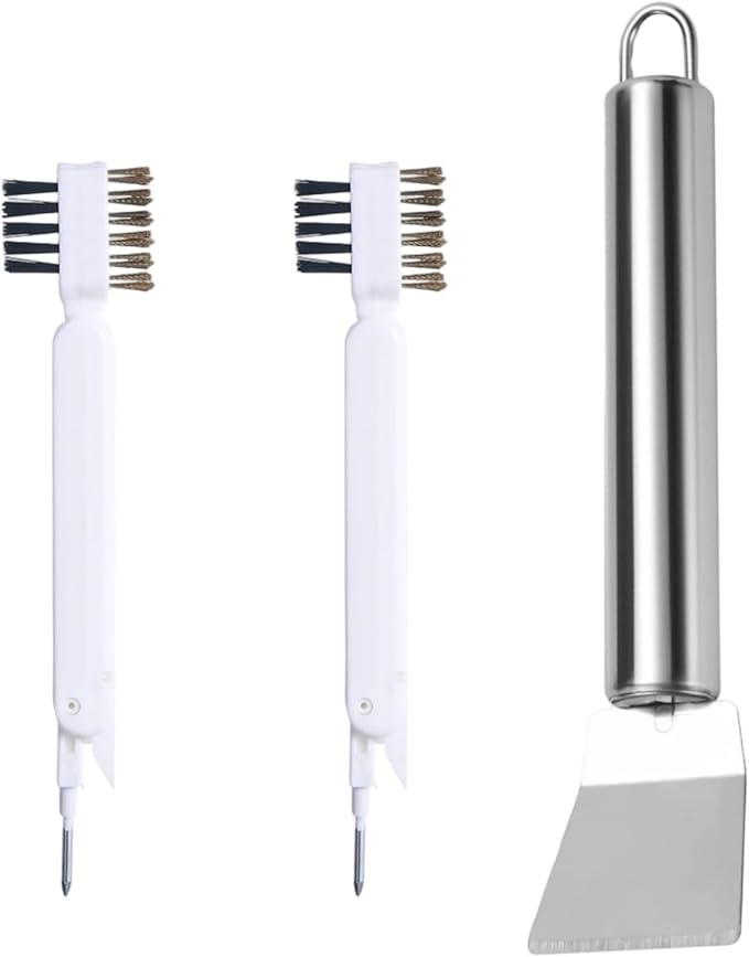 Scraper Tool Set Multi Function 2Pcs Gas Stove Brush Stainless Steel Pan Scrubber 1Pcs Cooktop Cleaner Stove Top Tool for Kitchen Surface Maintenance and Cleaning Tasks