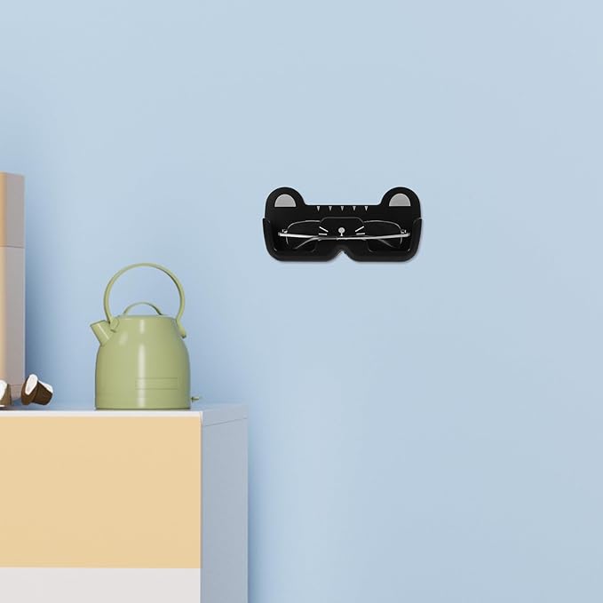 Wall Mount Glasses Holder Plastic Eyeglasses Case Sunglasses Storage Box Black Wall-Mounted Eyewear Organizer for Bedroom Bathroom Bedside Use