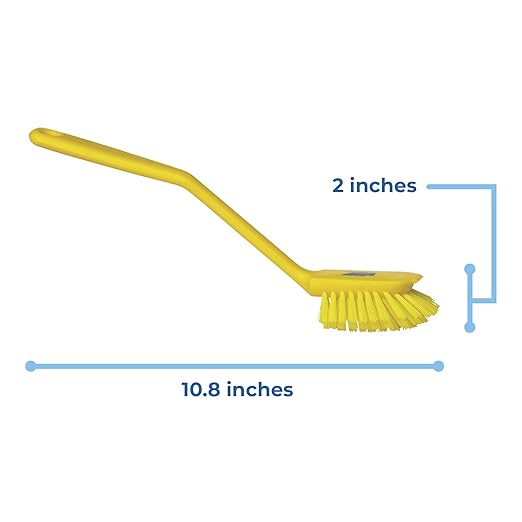 Vikan 42376 Brush,Dish,Scraping Edge,Med,11",PP/PBT,Yellow