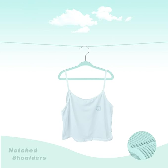 BAGAIL 50 Pack Kids Velvet Hangers 11 Inches Children's Clothes Hangers Non-Slip Baby Hangers for Infant/Toddler (Mint)