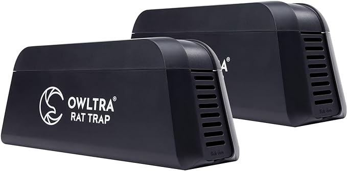 OWLTRA OW-1 Indoor Electric Rat Trap 2PCS, Instant Kill Rodent Zapper with Pet Safe Trigger, Black