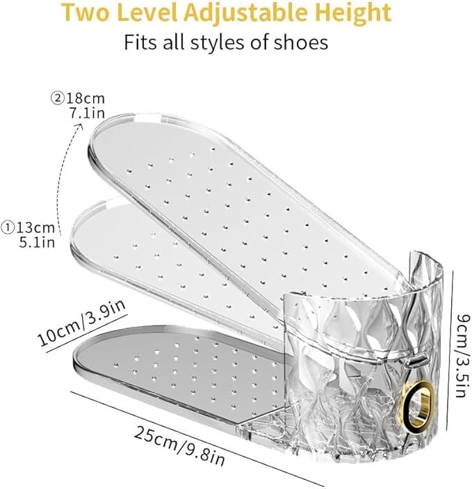 Shoe Slots Organizer, 15 Pack - Adjustable Shoe Stacker for Closet Storage, Clear Double Layer Space Saver, Durable and Stackable Shoe Holder for Sneakers Heels and Flat