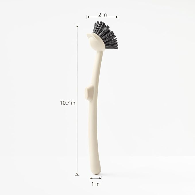 Earth & Mango Magnetic Dish Brush & Scraper, Snaps to Sink, Non-Scratch, Dishwasher Safe, Dish Scrubber – Warm Sand Beige