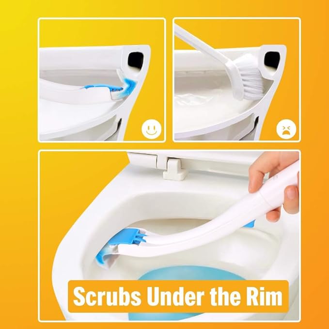 Disposable Toilet Bowl Brush Holder System, Fresh Refills for Bathroom Scrubber, 1 Toilet Brush+1 Holder+1 Cleaning Glove+12 Refills
