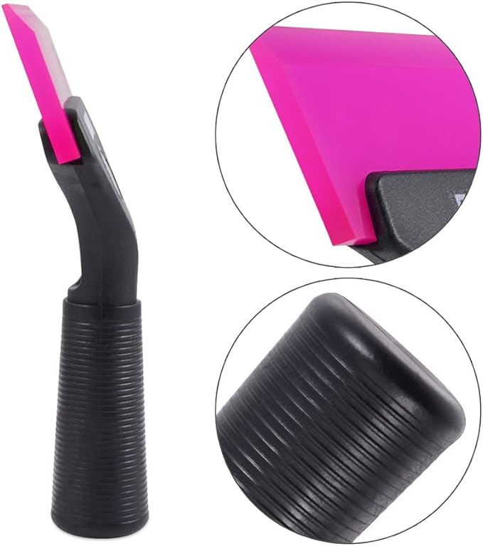 FOSHIO Small Squeegee with 5 Inch Pink Rubber Blade Mini Wiper Window Tinting Tools for Mirror Glass Window Cleaner with Non-Slip Handle