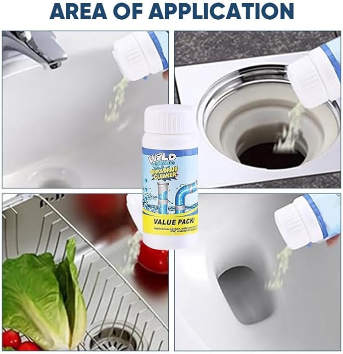 Dodorado Powerful Foaming Drain Cleaner Powder - Fast Acting Pipe Cleanser for Kitchen & Bathroom Sink Drains, Clog Prevention & Odor Control (Standard, Count, 1)