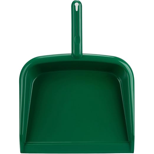SPARTA Large Handheld Dustpan with Hanging Hole, Heavy-Duty Plastic Dustpan with Wide Lip for Countertops and Surfaces, Plastic, 10 Inches, Green, (Pack of 12)