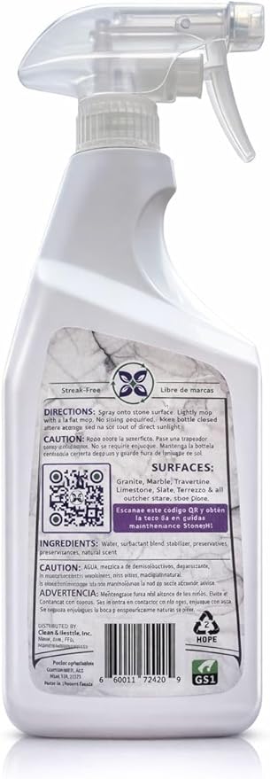 Natural Stone Cleaner - Limestone, Slate & Travertine Cleaner - Natural Stone Shower Cleaner For Marble - Concentrated PH Neutral Floor Cleaner Lavender (25 Fl. Oz)