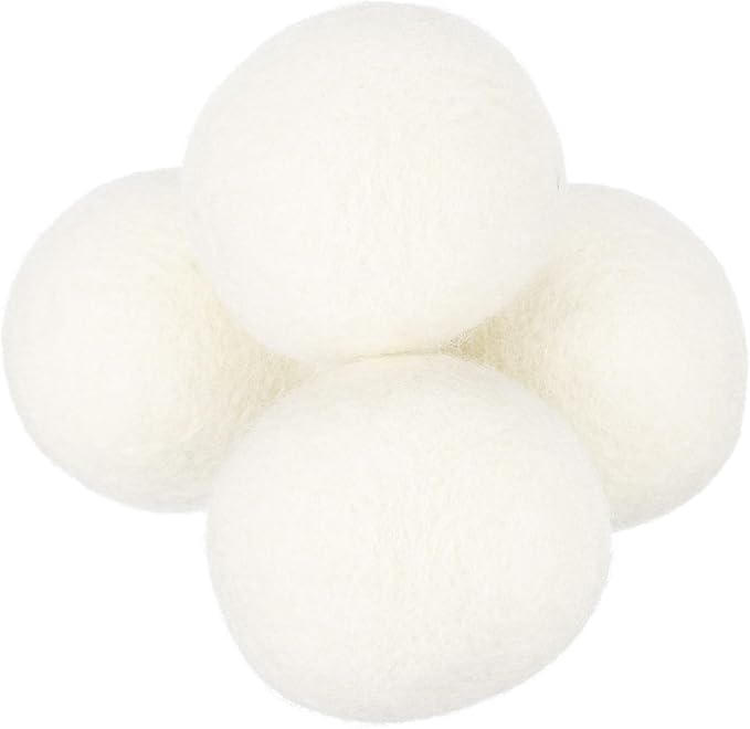 uxcell 4 Pcs Wool Dryer Balls, 2 Inches Wool Laundry Dryer Balls for Reducing Clothing Static and Wrinkles, White