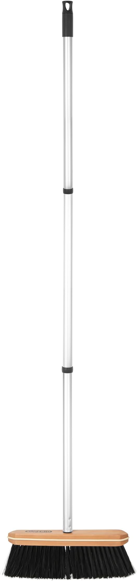 Superio Kitchen Broom Premium Black Tampico Bristles, with Grey Metal 3-Part Handle, Heavy Duty Household Broom - Easy Swiping Dust and Wisp, Home, Kitchen Bedroom, Lobby, Floors and Corners