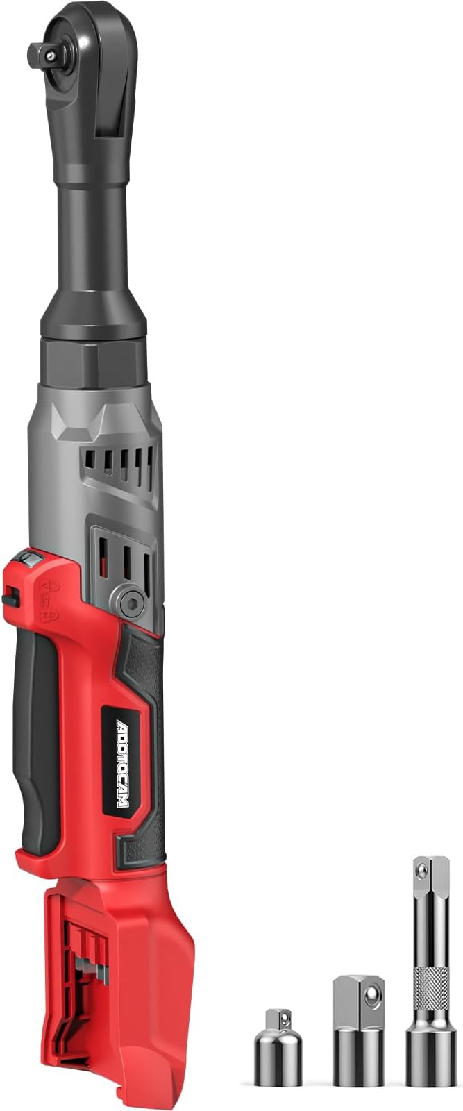 3/8" Cordless Ratchet Wrench for Milwaukee 18V Battery(Tool Only),75FT-LBS(102N.m) Extended Electric Ratchet Wrench with Variable Speed, LED Light, 1/4"&1/2" Adapter,3" Extension Bar