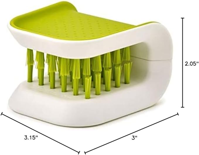 Joseph Joseph 85105 BladeBrush Knife and Cutlery Cleaner Brush Bristle Scrub Kitchen Washing Non-Slip, Green