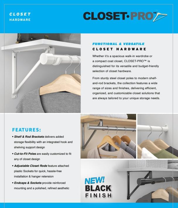 Knape & Vogt Closet Pro HD RP0022-18/30 Adjustable Closet Rod, 18-Inch to 30-Inch, Platinum