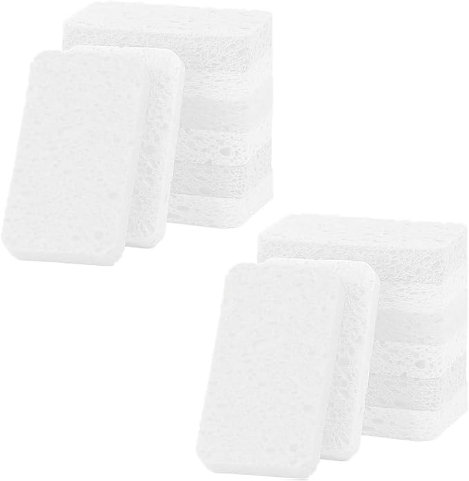12 - Pack Non-Scratch Scrub Sponges - Sponges for Dishes and Washing Dishes, Cleaning Sponges for Kitchen Home Bathroom Cars, Funny Cut-Outs DIY for Kids (White)