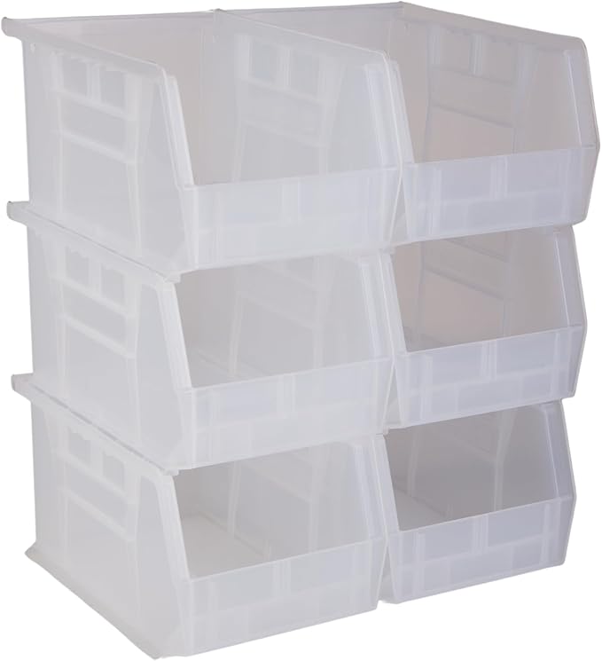 Hudson Exchange 9-1/2" x 6" x 5" (6 Pack) Plastic Stackable Storage Bin and Hanging Container, Clear