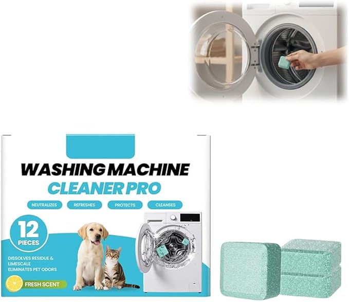 RAINPOT Washing Machine Cleaner for Washing Machines, Universal Compatible with Front Loader & Top Loader, Effective Odor Eliminator, Septic-Safe, 12 Tablets (12 PCS)