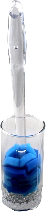 Soft Touch Kitchen Glassware Multi-Purpose Sponge Puff Dish Brush 11.5" with Clear and Comfortable Ergonomic Handle (2)