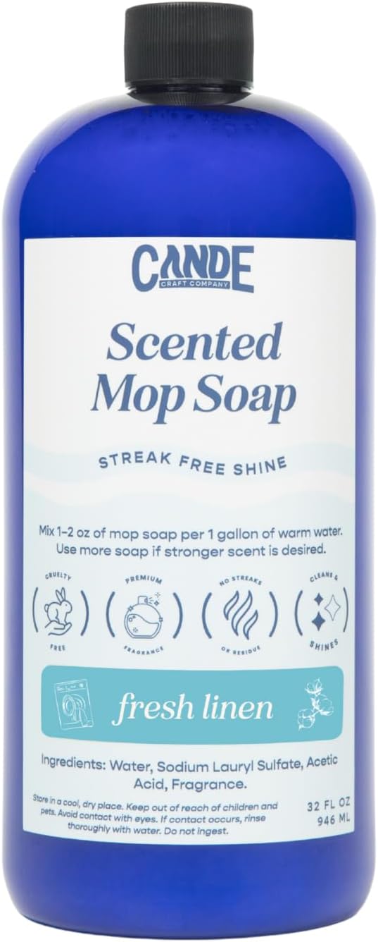 CANDE Mop Soap - Highly Scented Mop Soap, Luxury Floor Cleaner, Premium Fragranced Floor, Streak-Free Shine, 32 oz (Fresh Linen)
