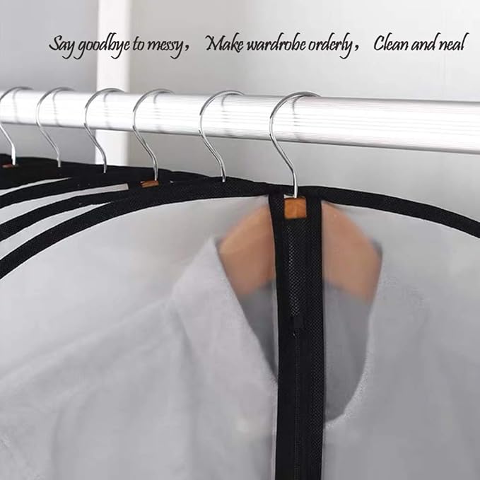 Garment Bags for Hanging Clothes 12 PCS Transparent Waterproof Dustproof Storage for Wardrobe Storage Suit Covers for Closet Cloth Cover Washable Clear Reuse Full Zipper for Suits Gowns 24''x40''