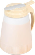 Restaurantware-Chef 101 48 Ounce All Purpose Syrup Dispenser, 1 Honey Dispenser - Beige Top, Stainless Steel Slide Cover, Plastic Pancake Syrup Bottle, Perfect For Diners, Restaurants, Home