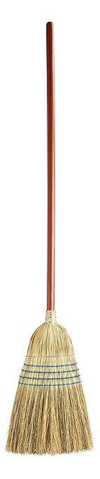 Rubbermaid Commercial Products Heavy-Duty Corn Broom, 1 1/8-Inch Wood Handle, Blue, Indoor/Outdoor Broom for Courtyard/Garage/Lobby/Mall/Office, Pack of 12