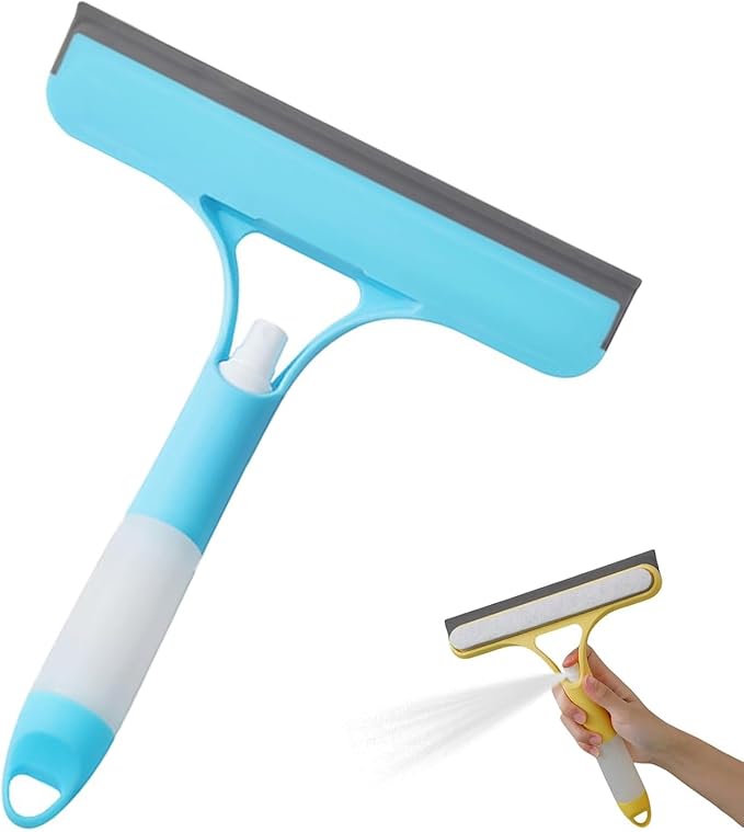 Pro 3 in 1 Window Cleaning Scrapers, 3 in 1 Spray Squeegee, Window Squeegee, Suitable for Cleaning Bathroom Glass, Mirrors, Car Windows (Blue)