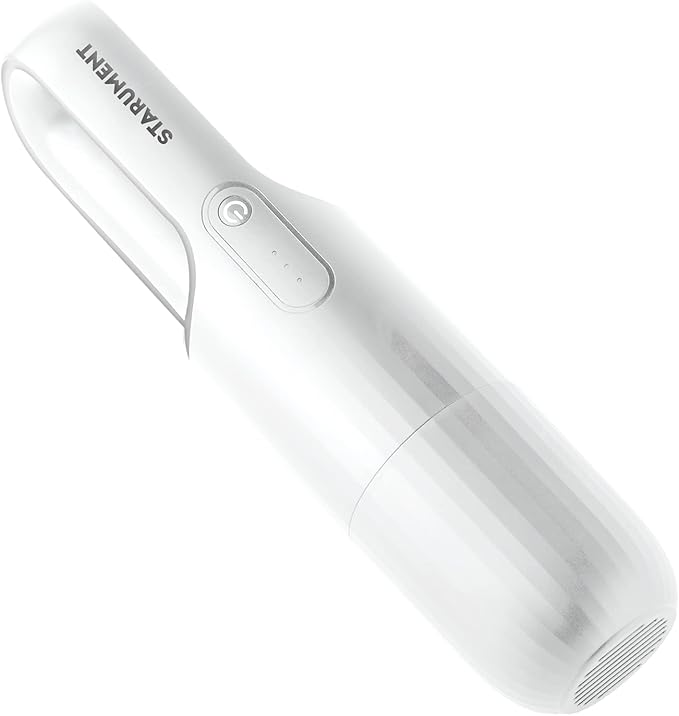 Starument Handheld Vacuum Cleaner - Cordless Vacuum Cleaner for Cleaning Dust, Dirt, Pet Hair Suction - Compact, Rechargeable & Wireless Device for Home, Office, Car - USB-C Cable (White)