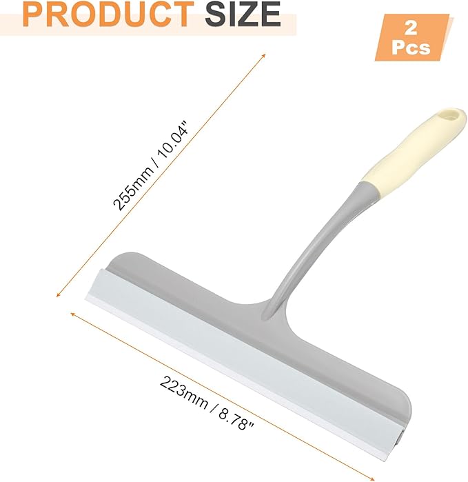 HARFINGTON 2pcs Shower Squeegee 8.8 Inch Length Water Blade Cleaner Tool Household Mirror Squeegee with Hole for Windshield Window Cleaning Glass Door, White