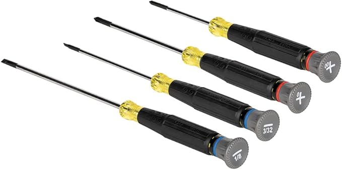 Klein Tools 85615 Mini Precision Screwdriver Set, 4-Piece Phillips and Slotted Set, Ideal for Electronics, Small Appliances, Terminal Blocks