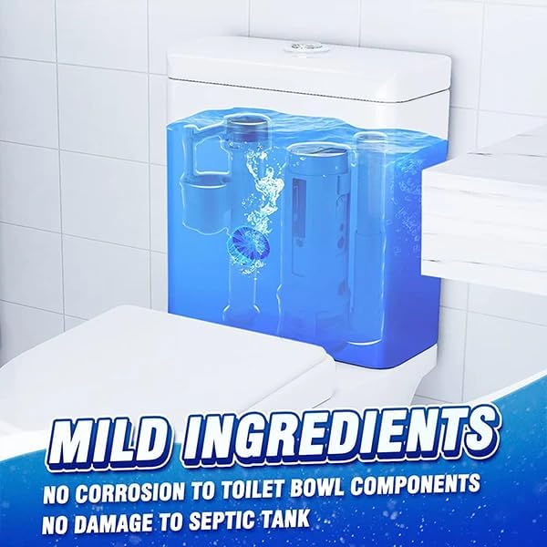 Toilet Bowl Cleaner Tablets 4 Pack Fresh Linen Scent, Slow Releasing Toilet Tank Cleaners for Deodorizing, Descaling & Continuous Bathroom Freshness