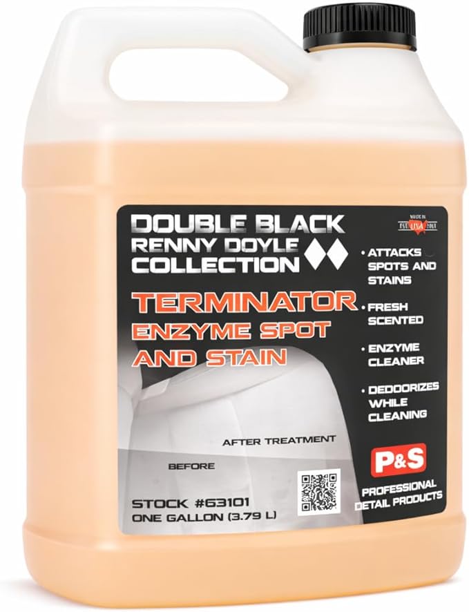 P & S Professional Detail Products Terminator Enzyme Spot & Stain Remover – Professional Upholstery & Carpet Cleaner, Eliminates Grease, Dirt, Protein-Based Stains, Fresh Scent - 1 Gallon