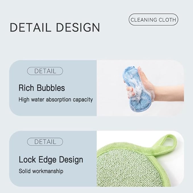 Dish Sponge Kitchen Sponges,Scrub Sponges,Double Sided Cleaning,Non Scratch,Ultra fine Fiber Wiping+Stainless Steel Wire to Remove Stubborn Stains,Durable Thickening (Large 12-Pack)