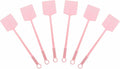 HARFINGTON 4pcs Fly Swatter 4.5"x3.9" Plastic Manual Heavy Duty Long Handle Fly Swatter for Home Indoor Outdoor, Pink