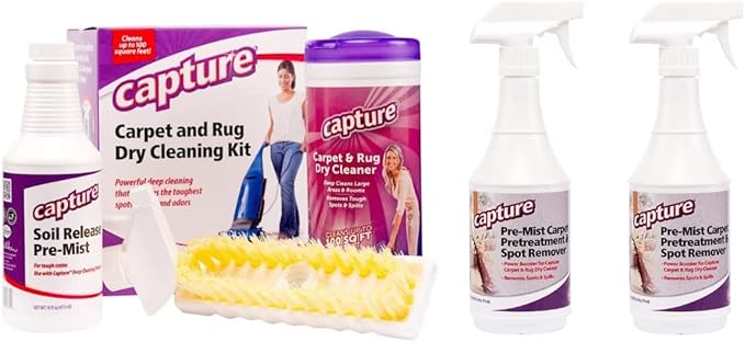 Capture Carpet Total Care Kit 100 & Pre-Mist Soil Release for Carpet Dry Cleaner, Carpet Cleaning Pre Spray (2 Pack) - Bundle