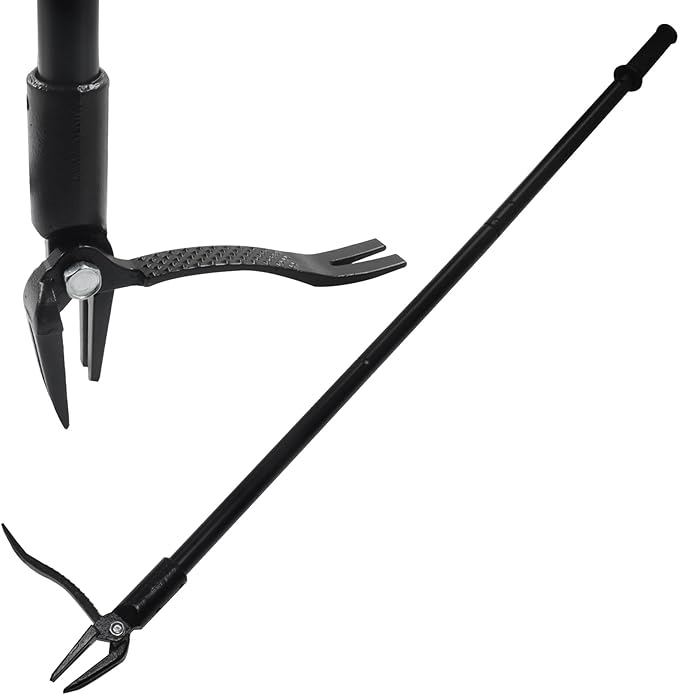 2Pcs Weed Puller Set, Stand up Weeder Weeding Tool, with Black Claw & Long Detachable Black Metal Handle, 46" Weed Remove Tool for Lawn & Garden, No Bending or Kneeling Required